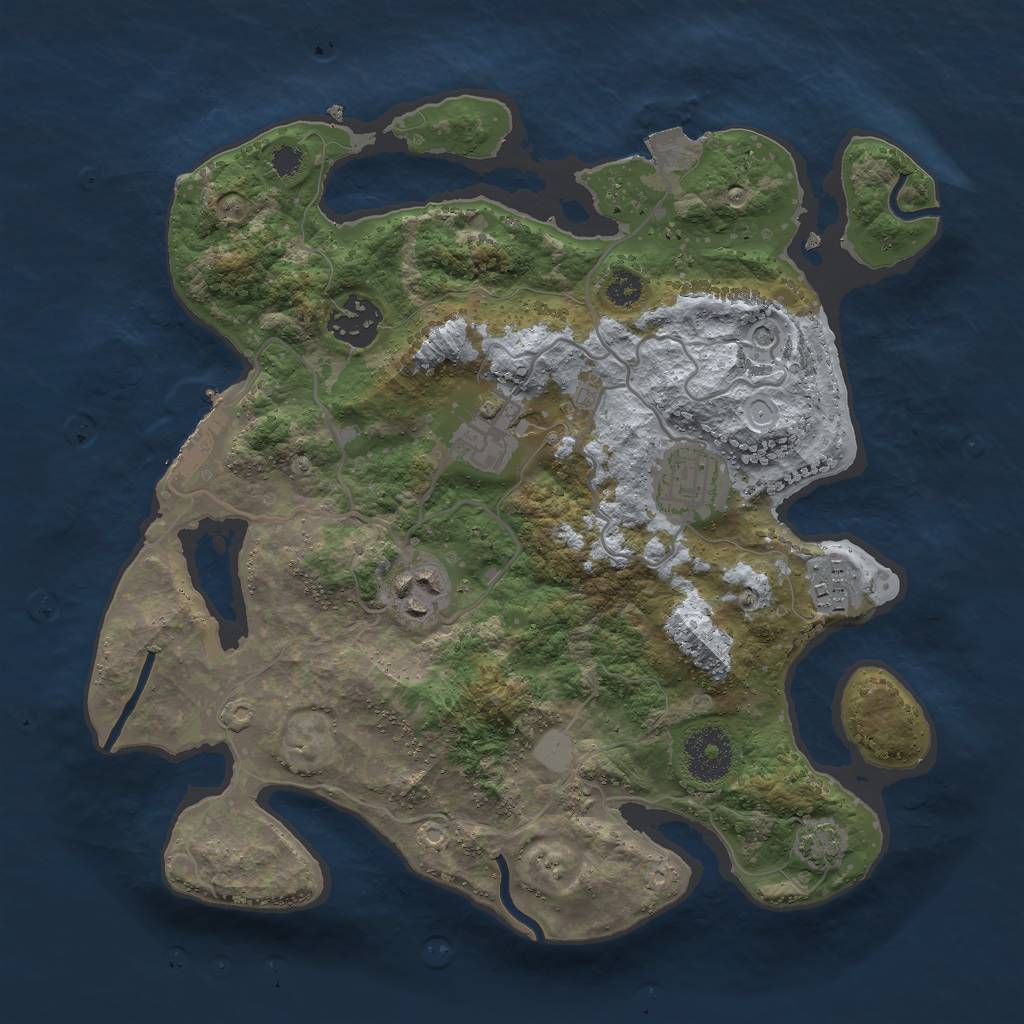 Rust Map: Procedural Map, Size: 3000, Seed: 2040621079, 11 Monuments