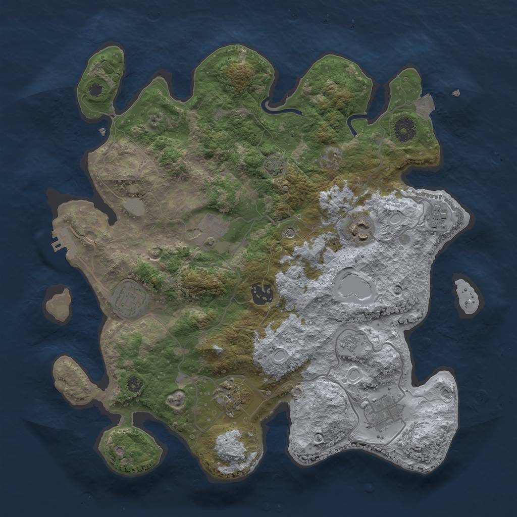 Rust Map: Procedural Map, Size: 3400, Seed: 1951478137, 14 Monuments