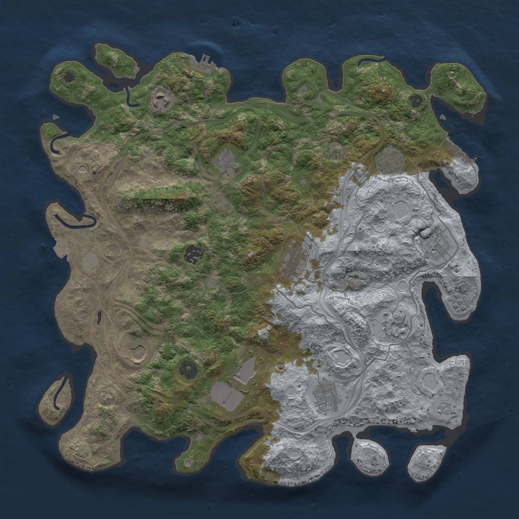 Rust Map: Procedural Map, Size: 4250, Seed: 381102853, 19 Monuments