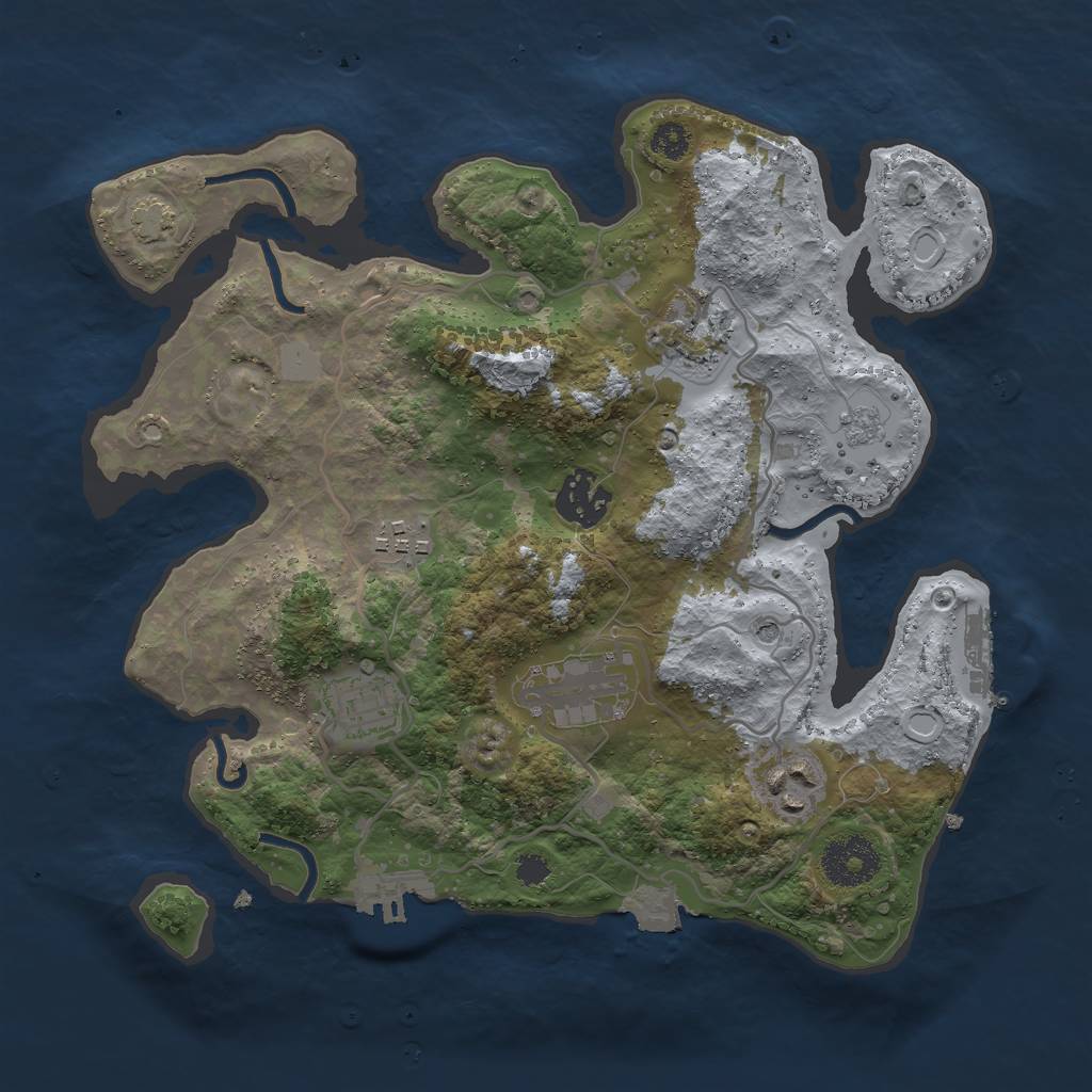 Rust Map: Procedural Map, Size: 3000, Seed: 1036276166, 14 Monuments