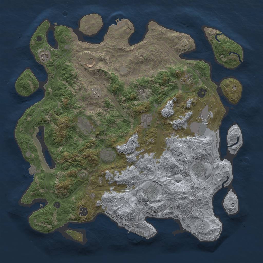 Rust Map: Procedural Map, Size: 4250, Seed: 496608924, 19 Monuments