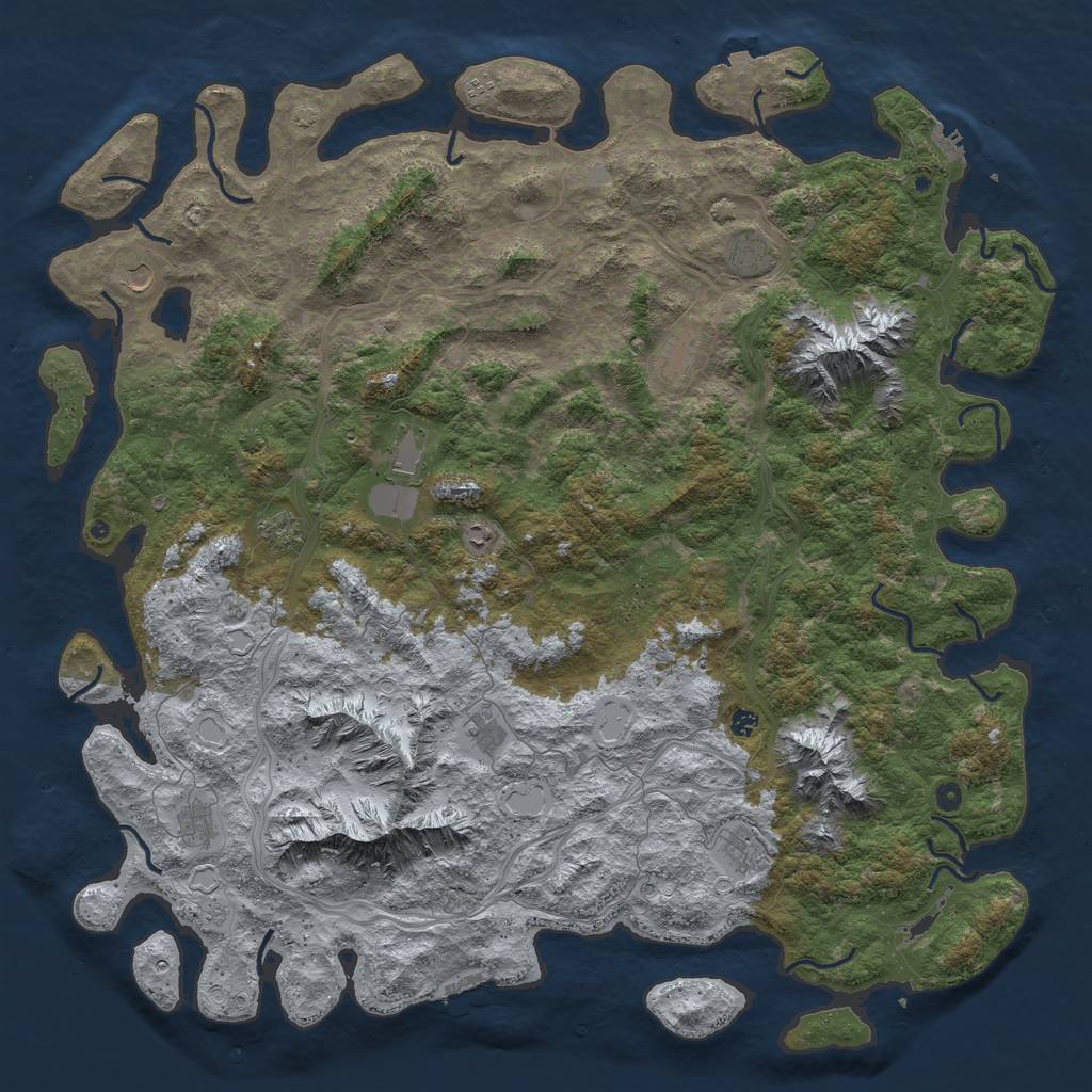 Rust Map: Procedural Map, Size: 6000, Seed: 729081, 19 Monuments