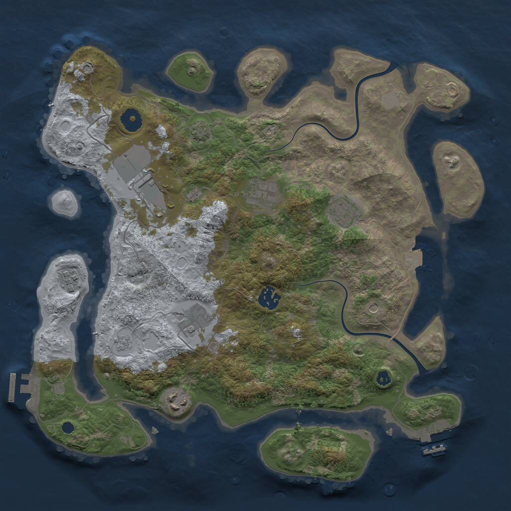 Rust Map: Procedural Map, Size: 3550, Seed: 92231721, 13 Monuments