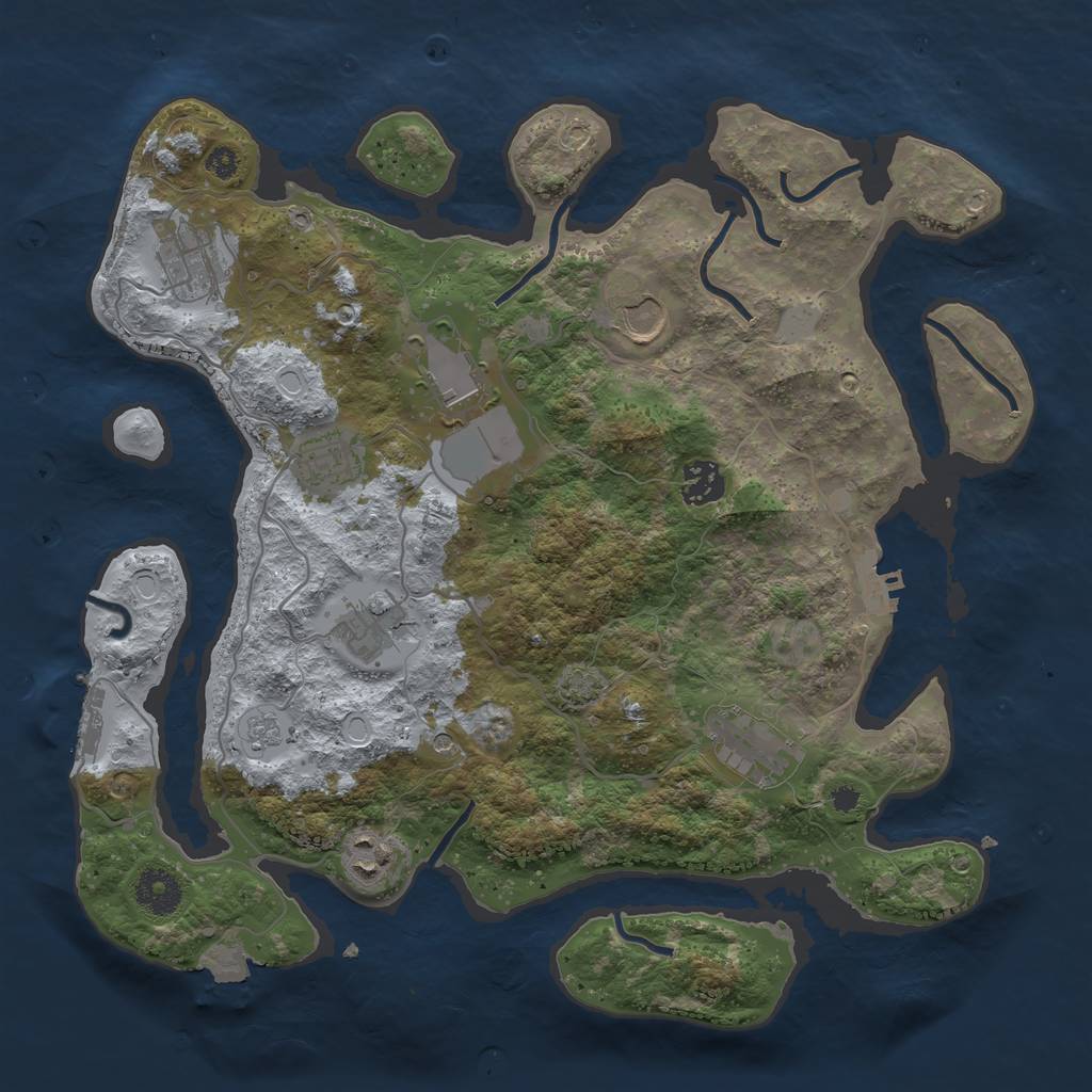 Rust Map: Procedural Map, Size: 3550, Seed: 92231721, 16 Monuments