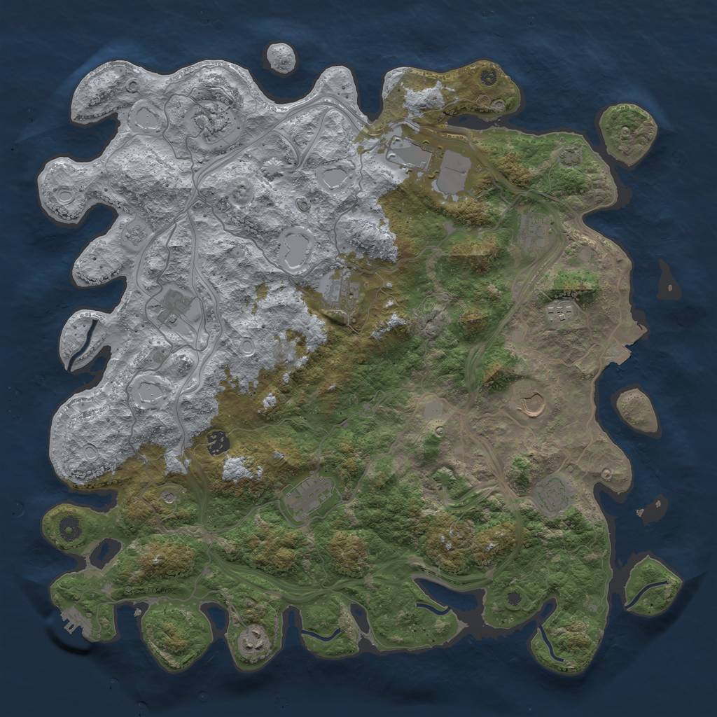 Rust Map: Procedural Map, Size: 4500, Seed: 1638396510, 18 Monuments