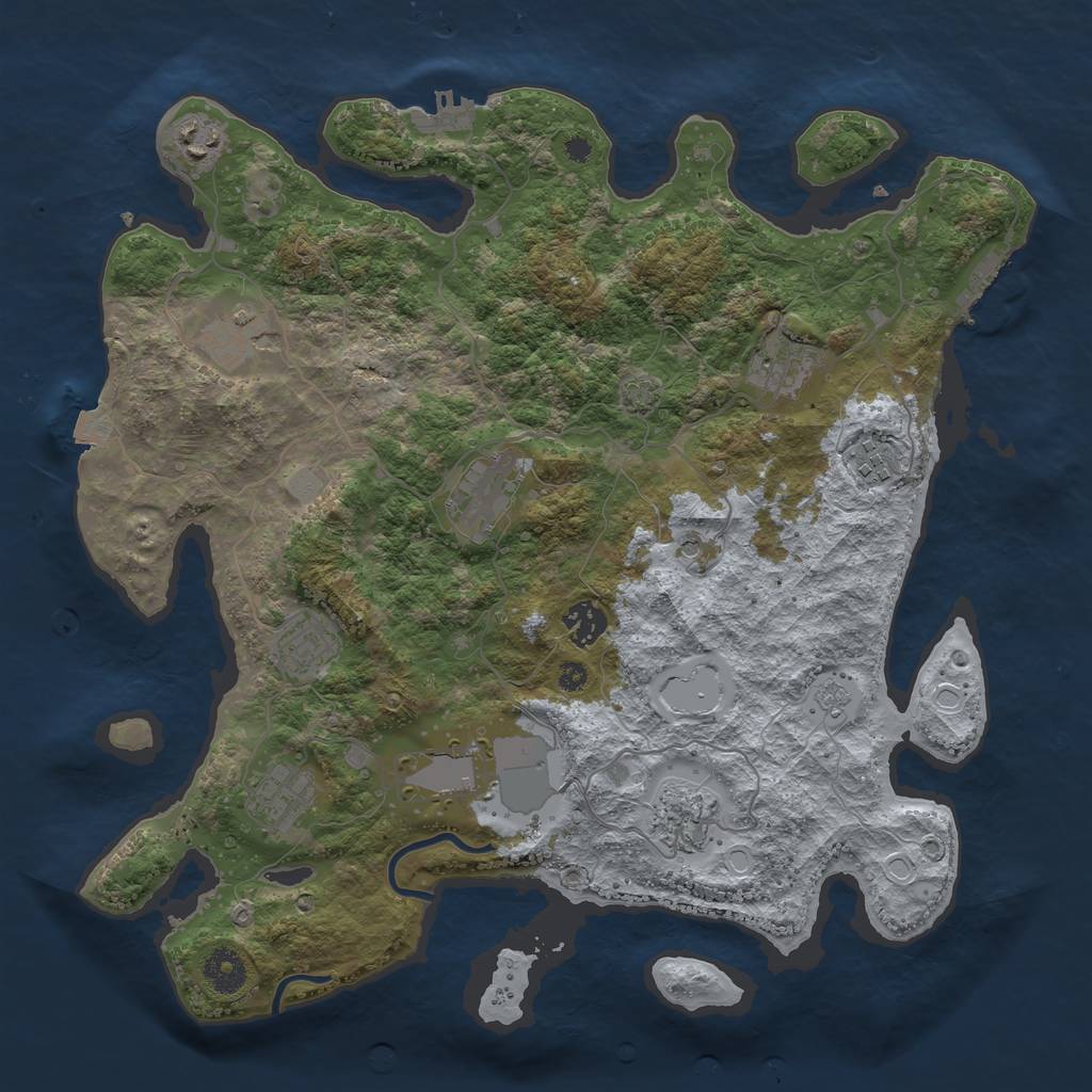 Rust Map: Procedural Map, Size: 3750, Seed: 273736, 18 Monuments