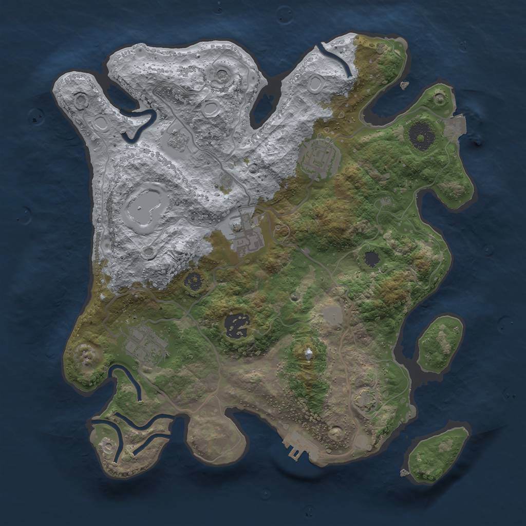 Rust Map: Procedural Map, Size: 3000, Seed: 27681, 11 Monuments