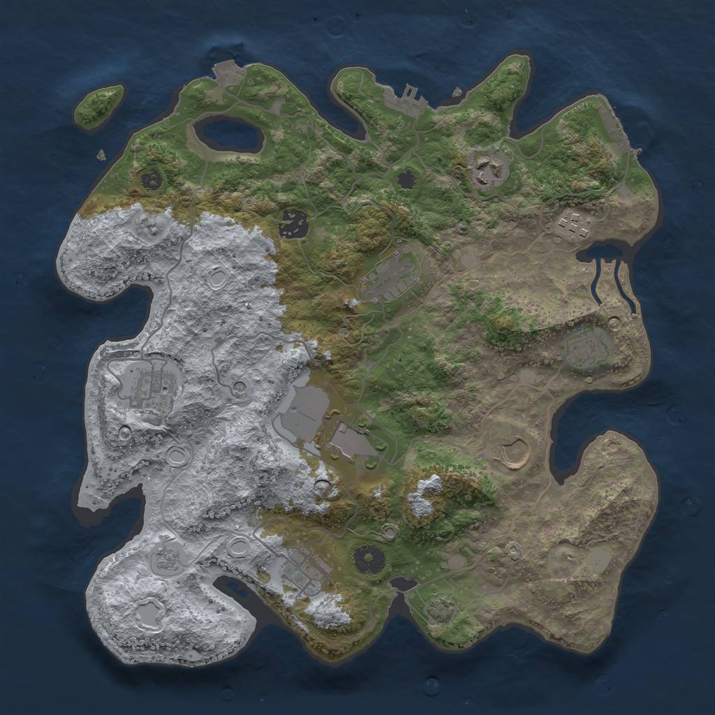 Rust Map: Procedural Map, Size: 3500, Seed: 2114838737, 17 Monuments