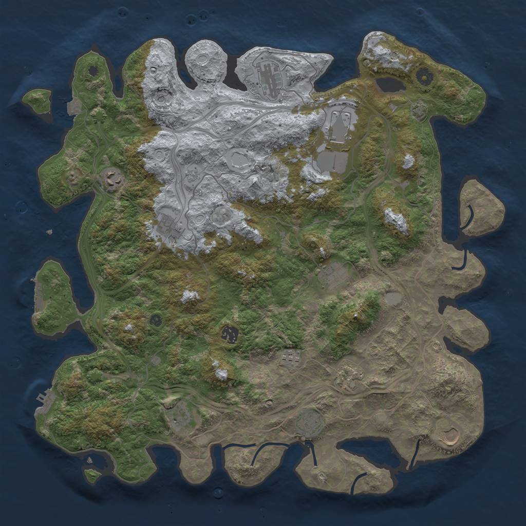 Rust Map: Procedural Map, Size: 4500, Seed: 518266364, 19 Monuments