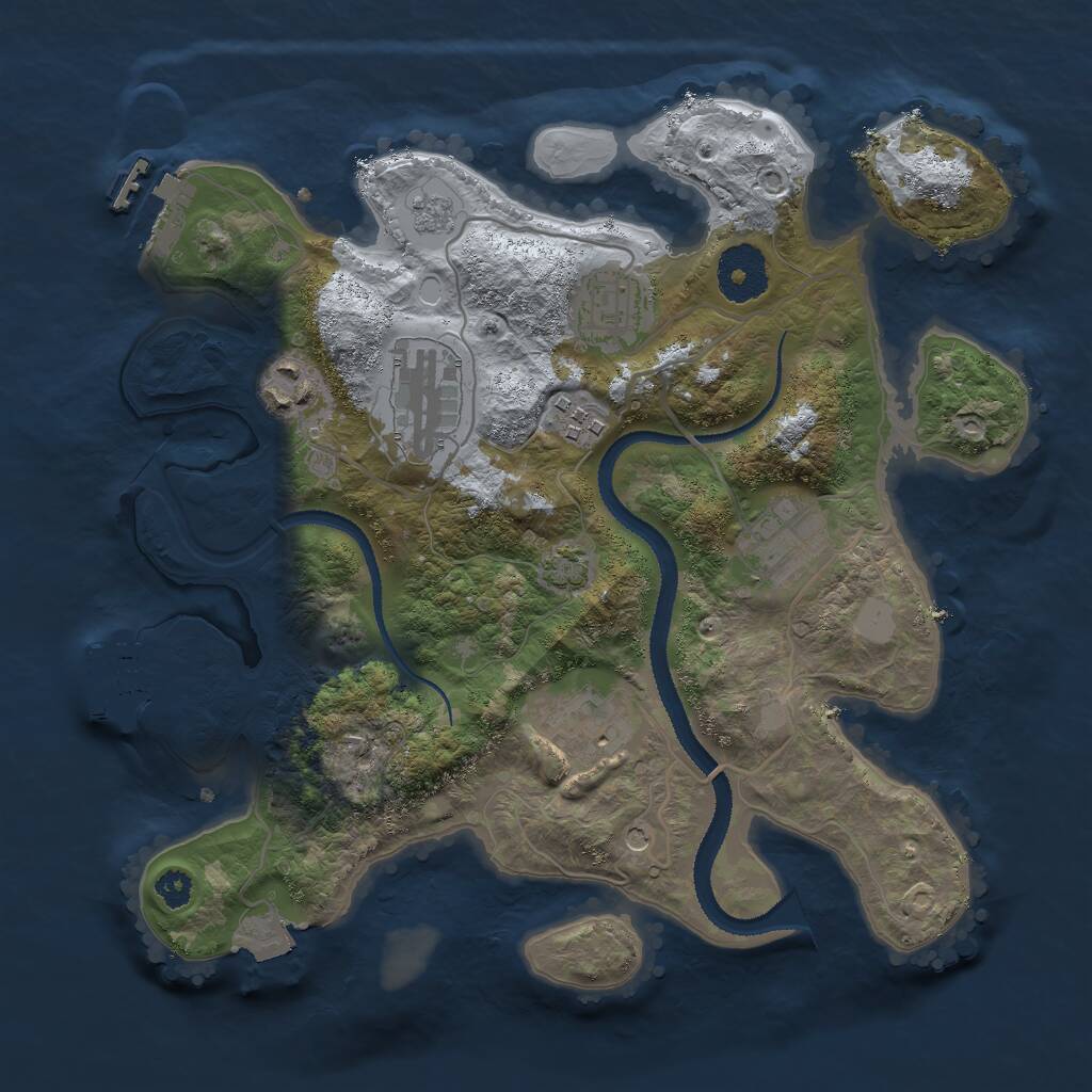 Rust Map: Procedural Map, Size: 3000, Seed: 16660, 12 Monuments