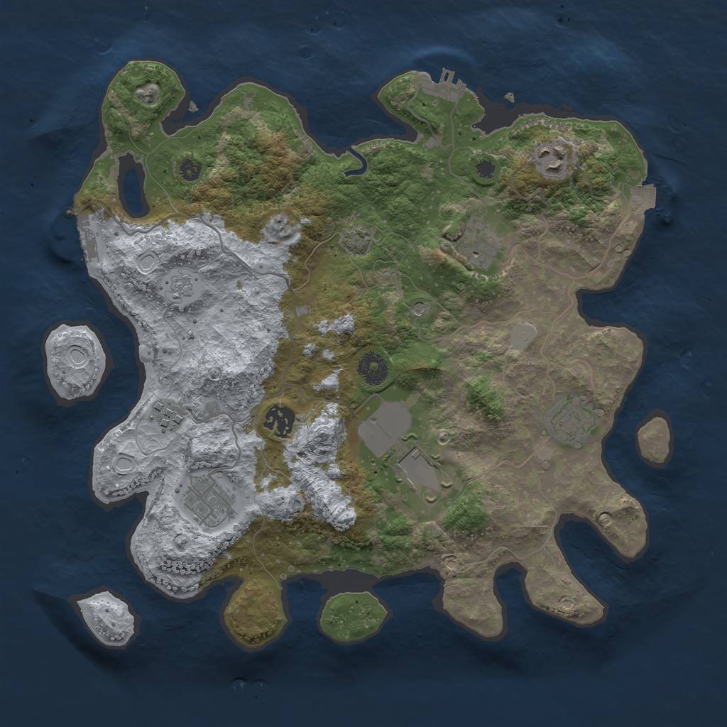 Rust Map: Procedural Map, Size: 3500, Seed: 864927223, 15 Monuments
