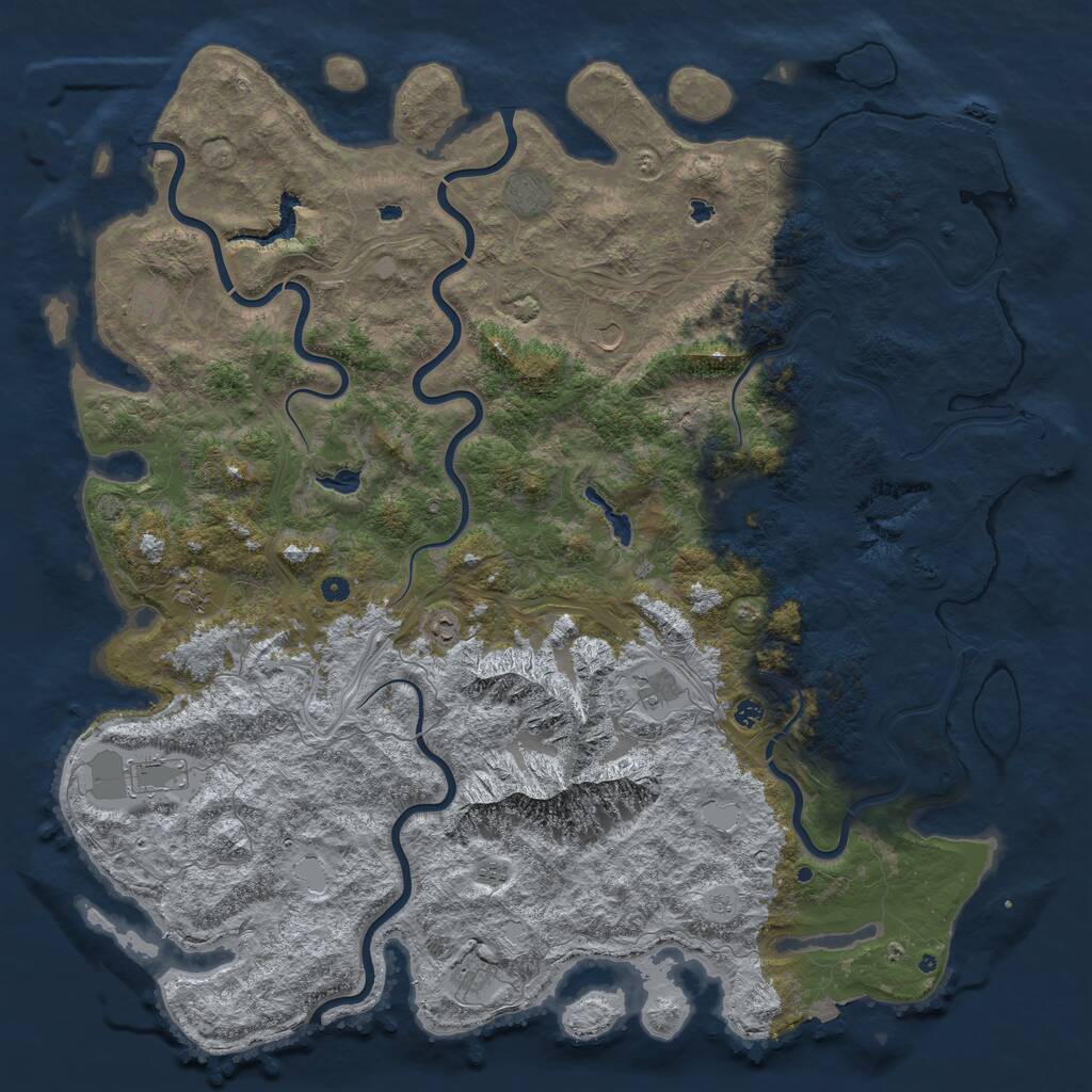 Rust Map: Procedural Map, Size: 6000, Seed: 95640983, 17 Monuments