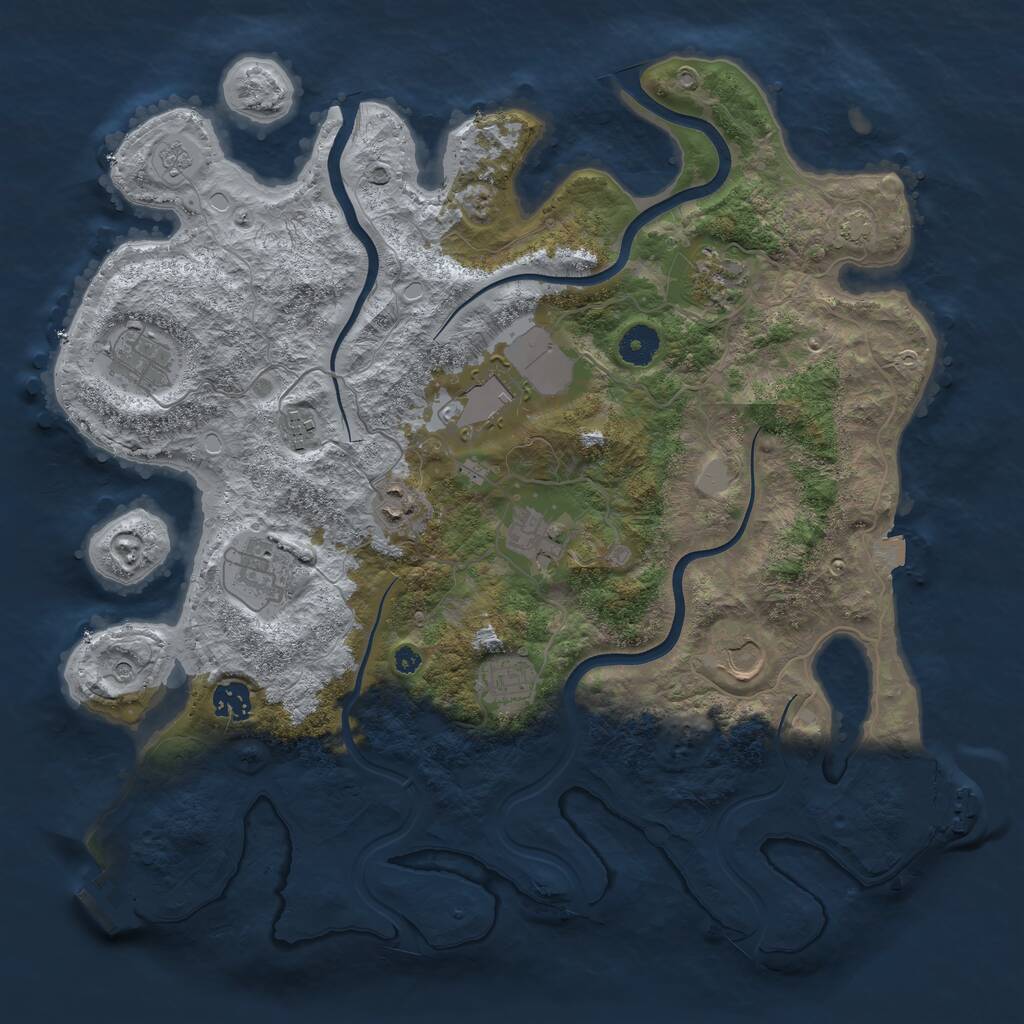 Rust Map: Procedural Map, Size: 3900, Seed: 77174348, 16 Monuments