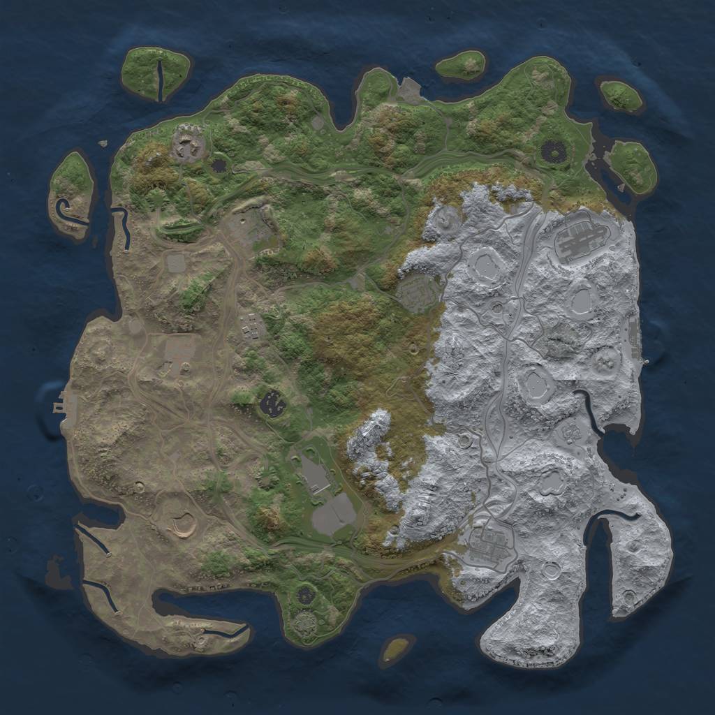 Rust Map: Procedural Map, Size: 4250, Seed: 590098764, 18 Monuments