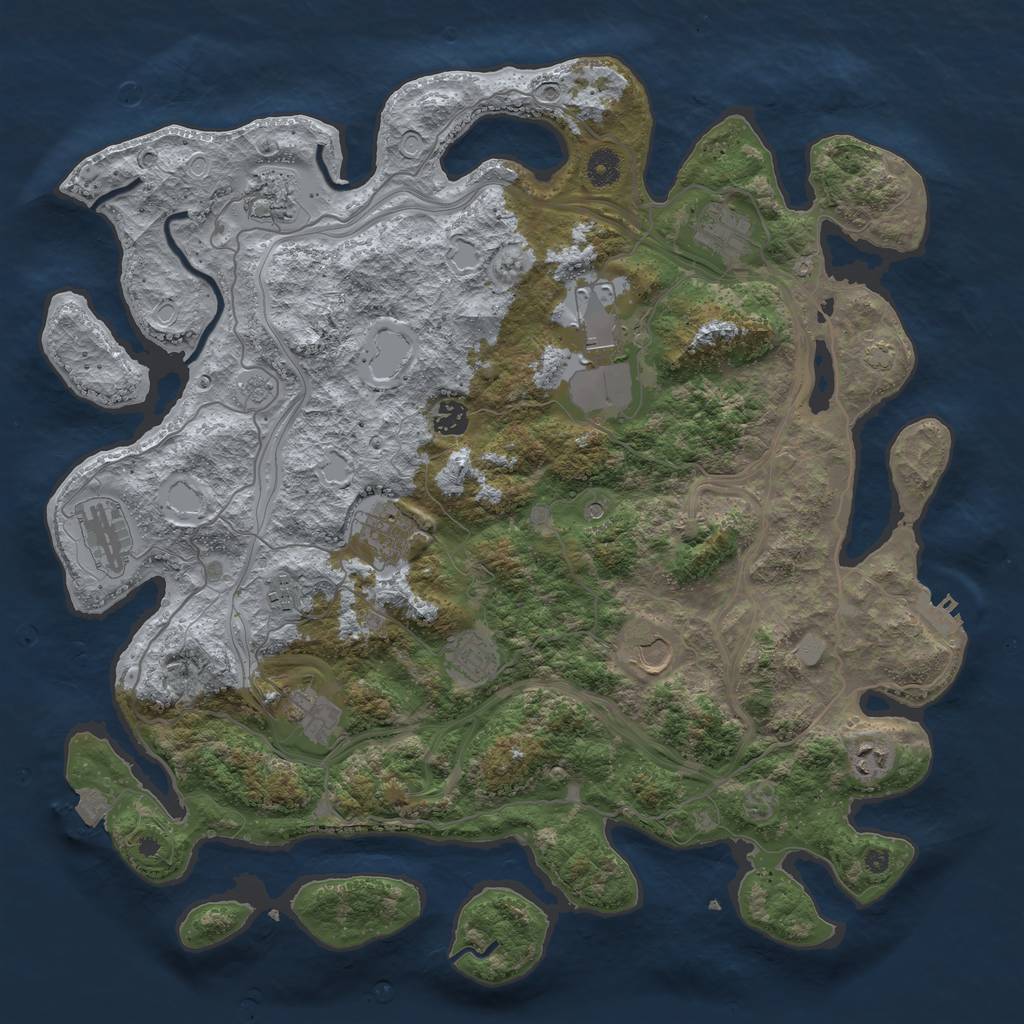 Rust Map: Procedural Map, Size: 4300, Seed: 42116485, 18 Monuments