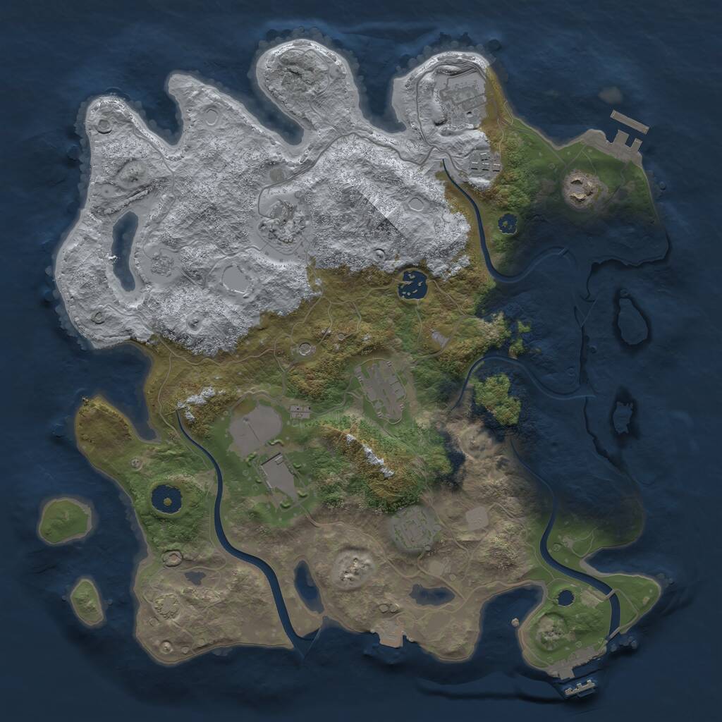 Rust Map: Procedural Map, Size: 3650, Seed: 635871261, 14 Monuments