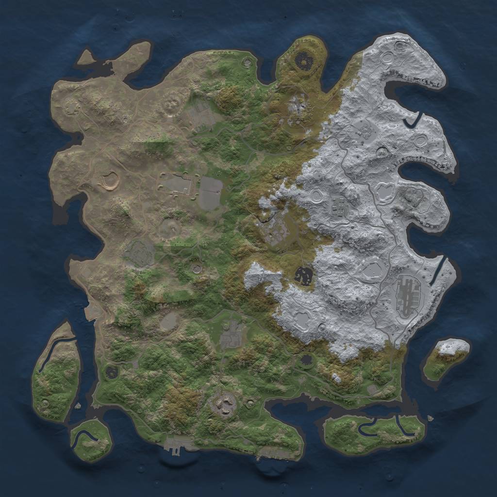 Rust Map: Procedural Map, Size: 4000, Seed: 101444, 19 Monuments