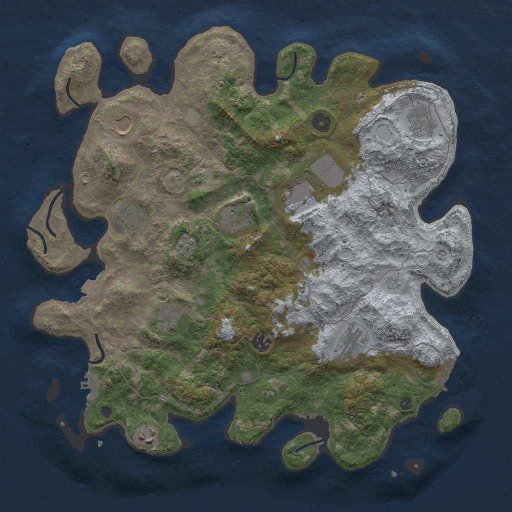 Rust Map: Procedural Map, Size: 4000, Seed: 1336546452, 18 Monuments