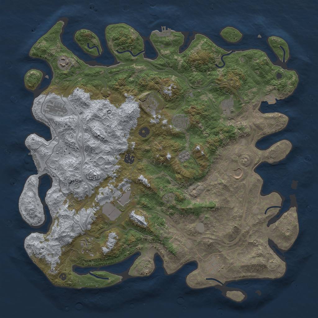 Rust Map: Procedural Map, Size: 4500, Seed: 85114514, 19 Monuments