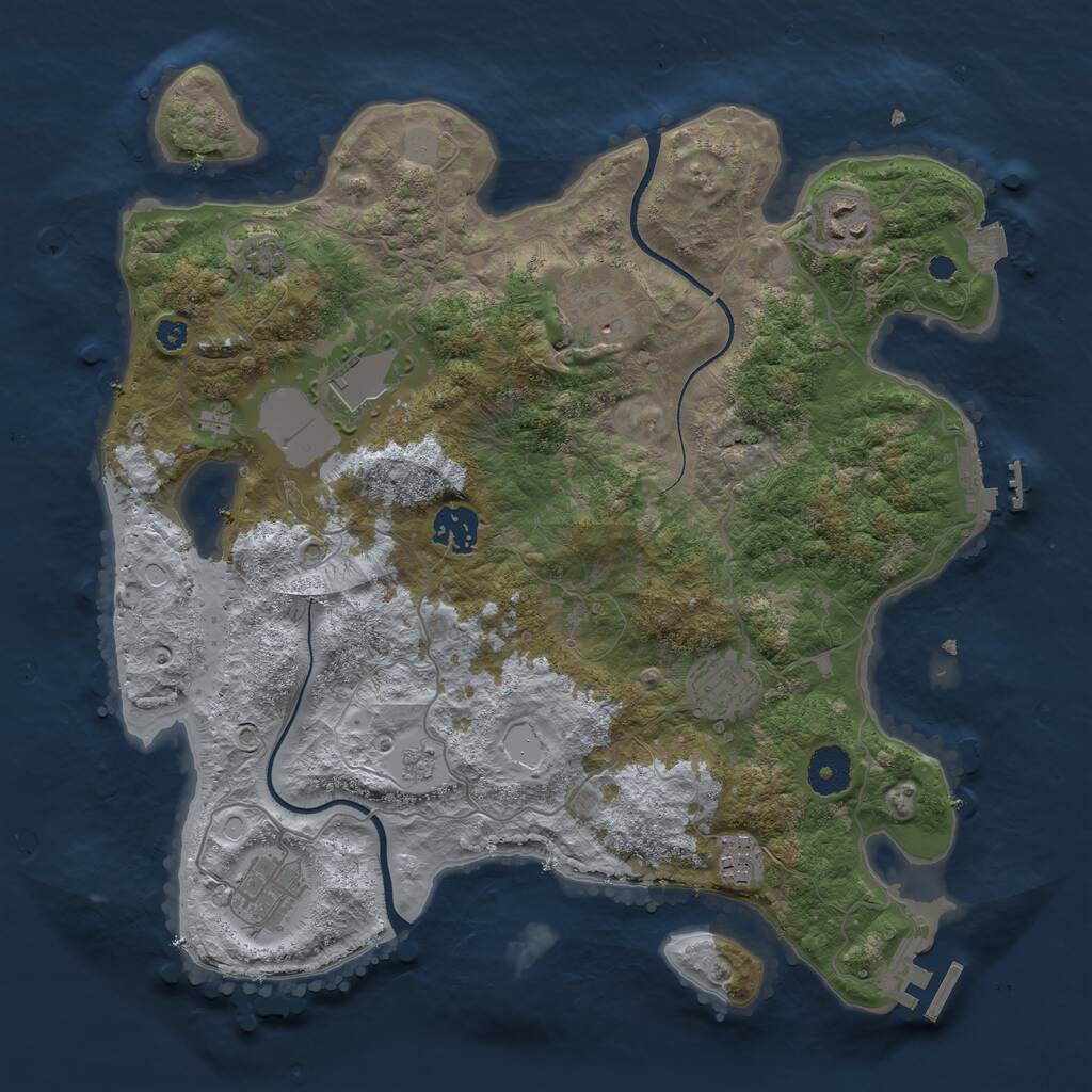 Rust Map: Procedural Map, Size: 3500, Seed: 429887906, 12 Monuments