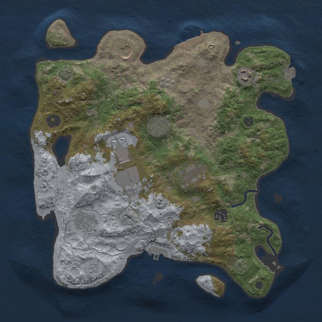 Rust Map: Procedural Map, Size: 3500, Seed: 429887906, 16 Monuments