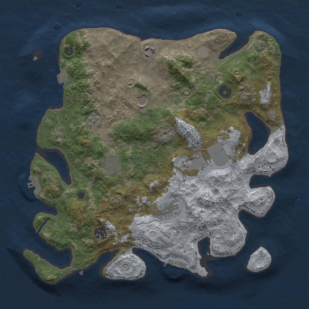 Rust Map: Procedural Map, Size: 3600, Seed: 244940922, 16 Monuments