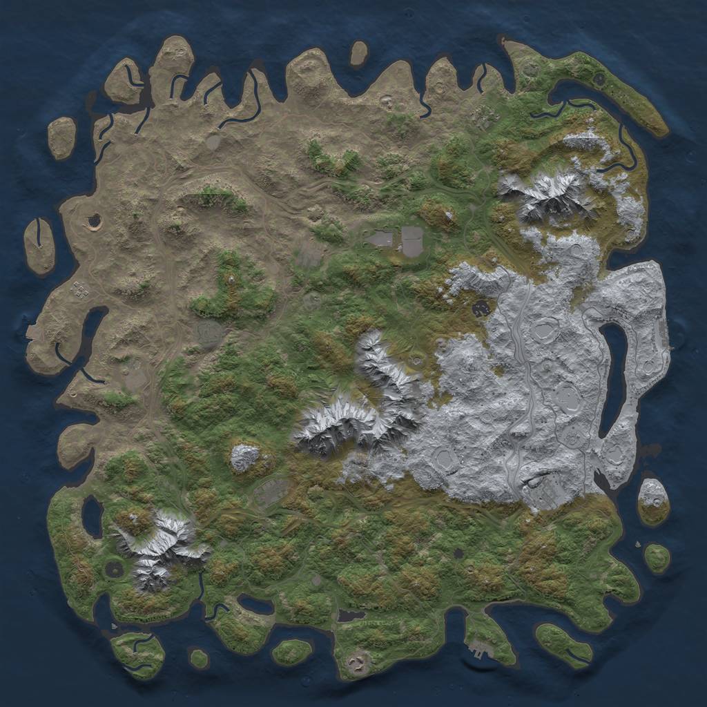 Rust Map: Procedural Map, Size: 6000, Seed: 1245932395, 19 Monuments