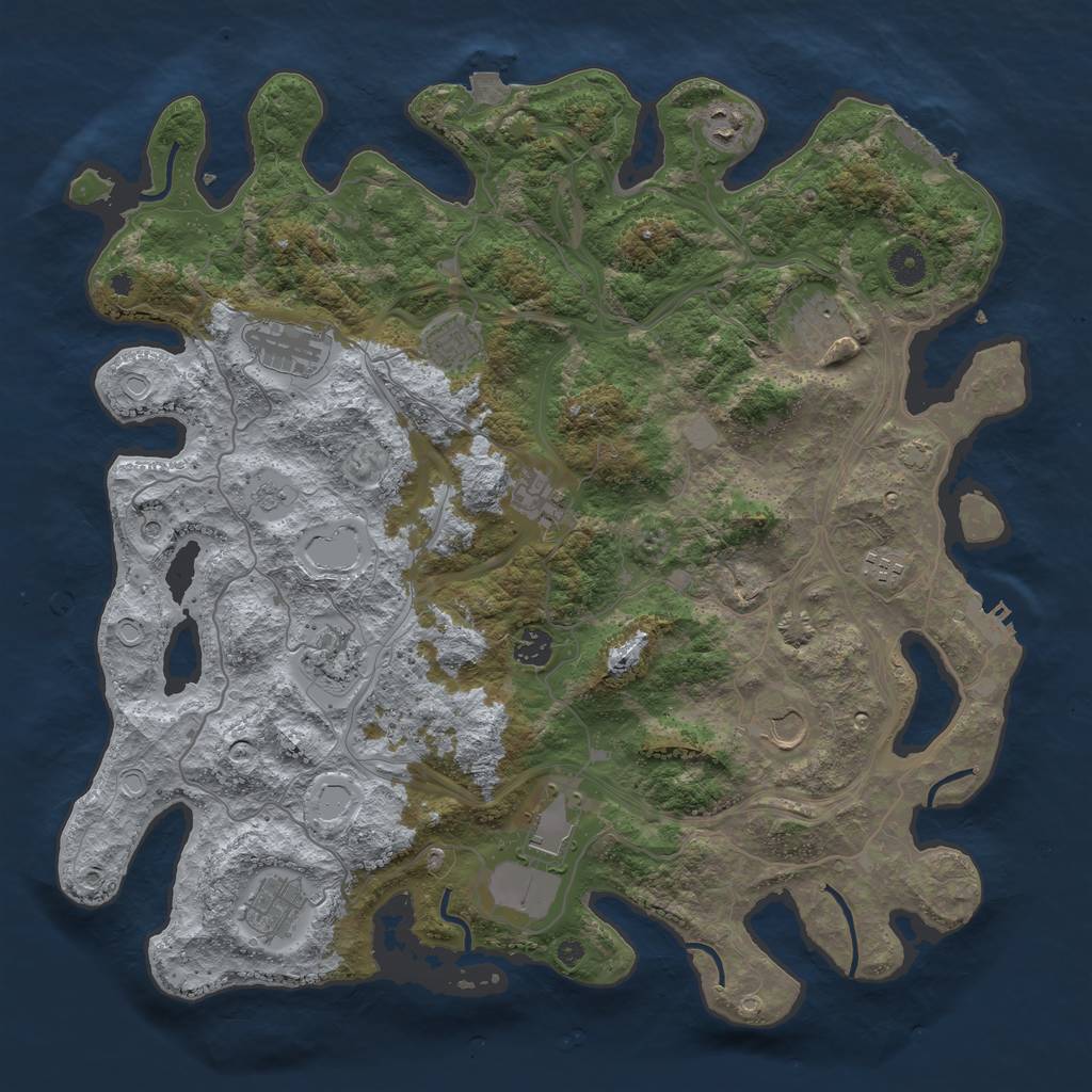 Rust Map: Procedural Map, Size: 4250, Seed: 1704634345, 19 Monuments