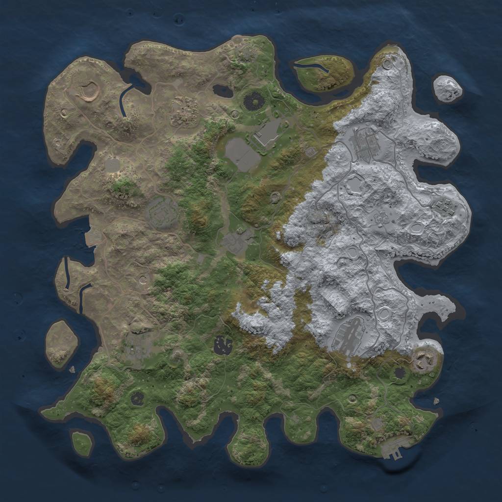 Rust Map: Procedural Map, Size: 3800, Seed: 64544051, 18 Monuments