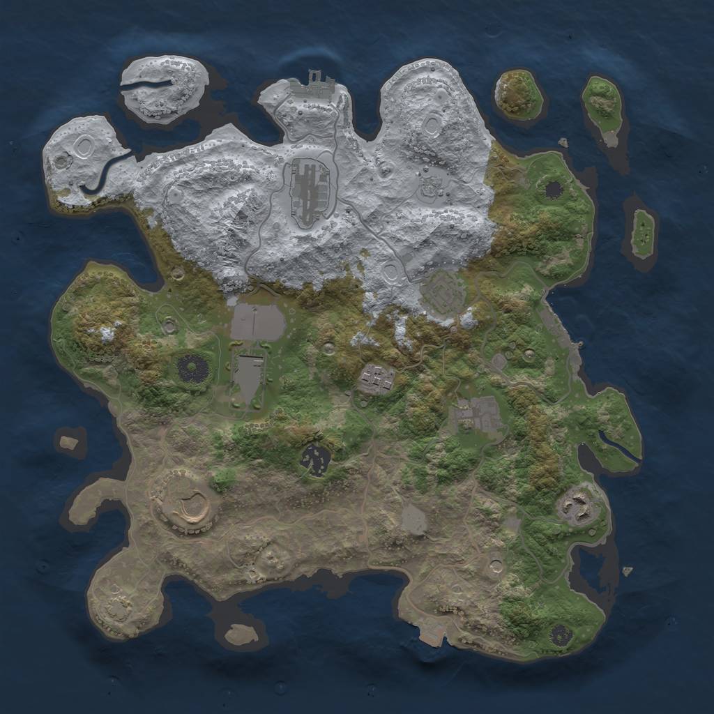 Rust Map: Procedural Map, Size: 3500, Seed: 1044812454, 16 Monuments