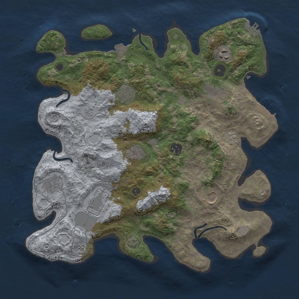 Rust Map: Procedural Map, Size: 3750, Seed: 774313037, 17 Monuments