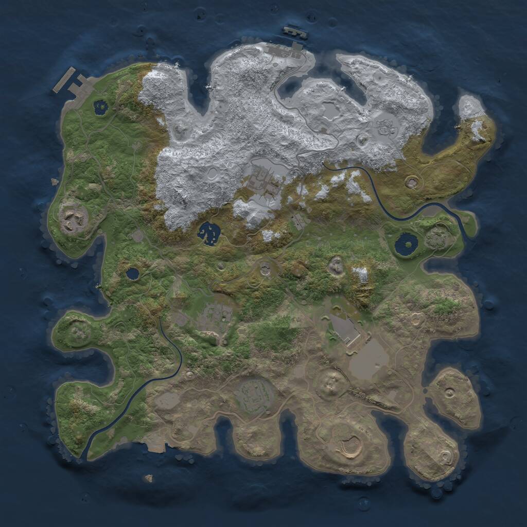 Rust Map: Procedural Map, Size: 3500, Seed: 1673457247, 13 Monuments