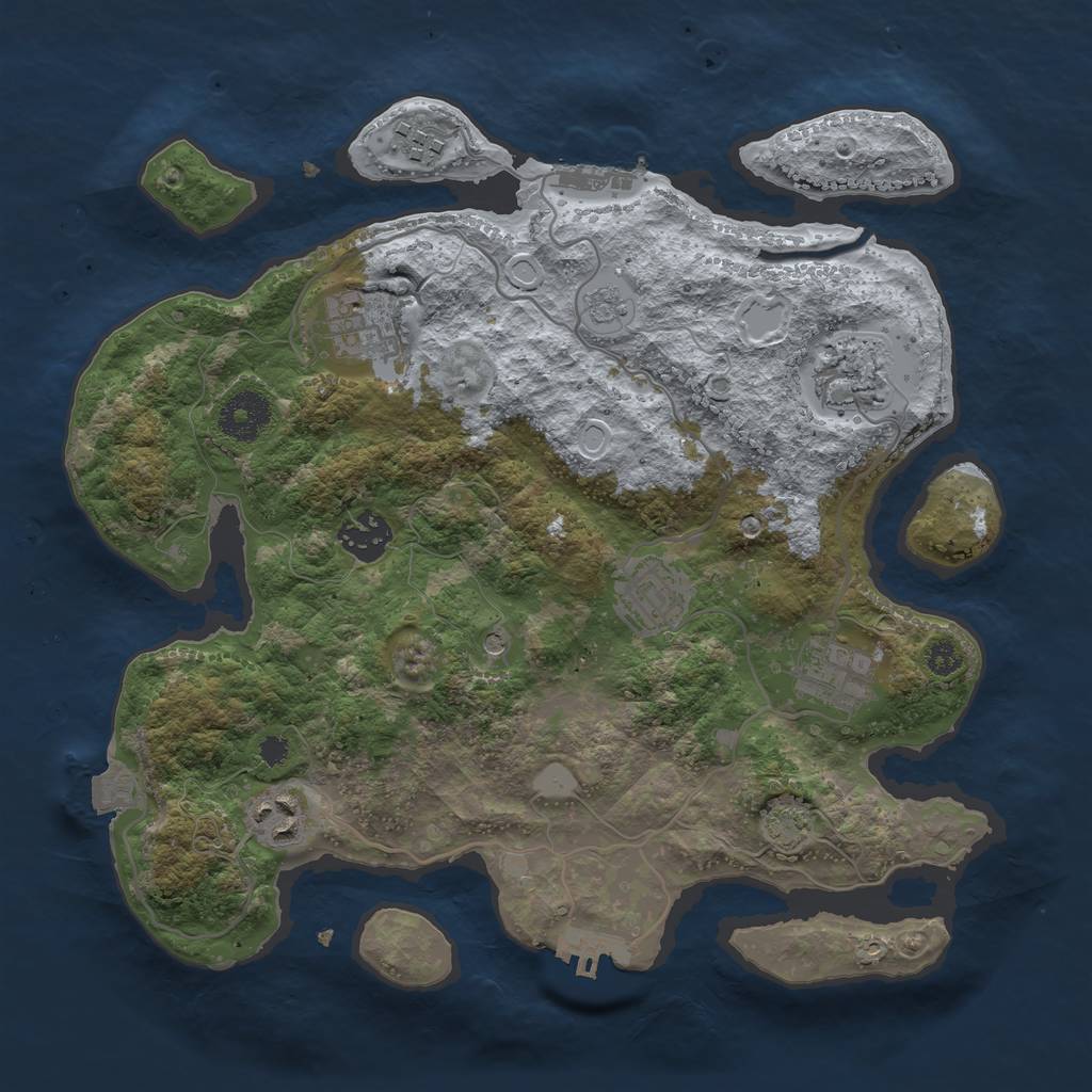 Rust Map: Procedural Map, Size: 3250, Seed: 1880612618, 15 Monuments