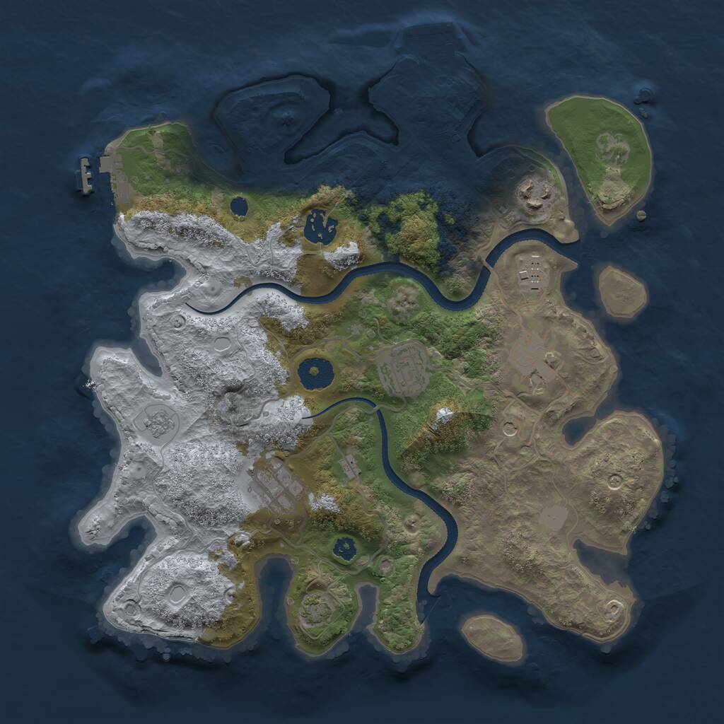 Rust Map: Procedural Map, Size: 3200, Seed: 37032, 12 Monuments