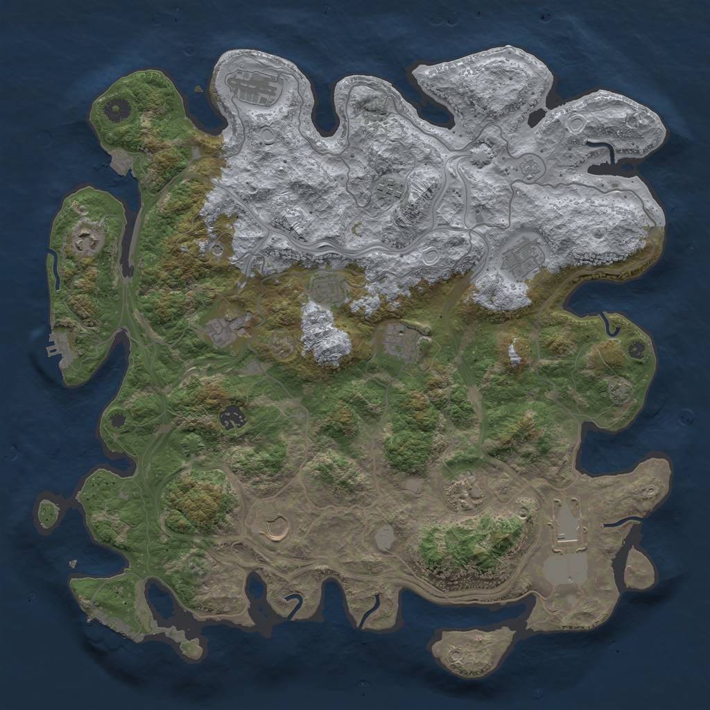 Rust Map: Procedural Map, Size: 4250, Seed: 1101898748, 19 Monuments