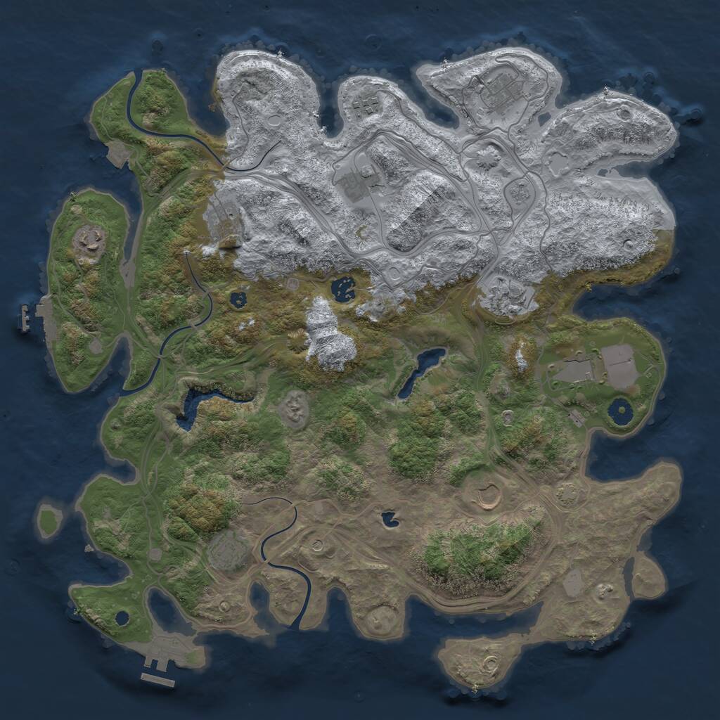 Rust Map: Procedural Map, Size: 4250, Seed: 1101898748, 16 Monuments