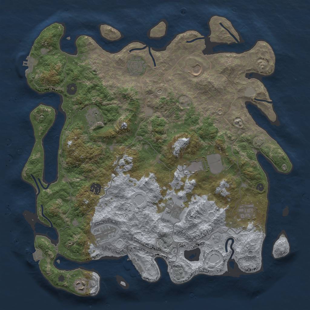 Rust Map: Procedural Map, Size: 4096, Seed: 191447139, 18 Monuments