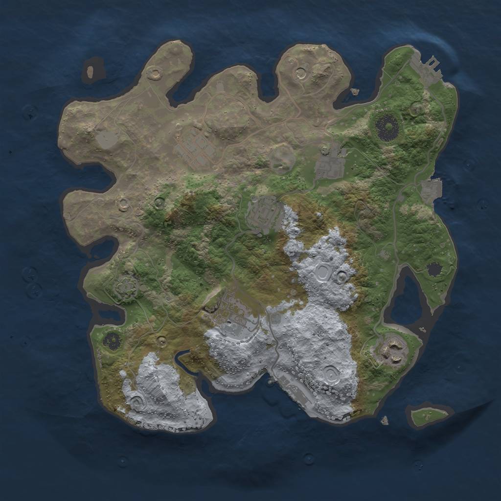 Rust Map: Procedural Map, Size: 3000, Seed: 2021004236, 12 Monuments