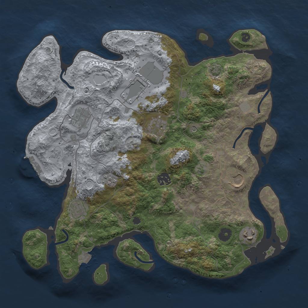 Rust Map: Procedural Map, Size: 3500, Seed: 417383168, 15 Monuments