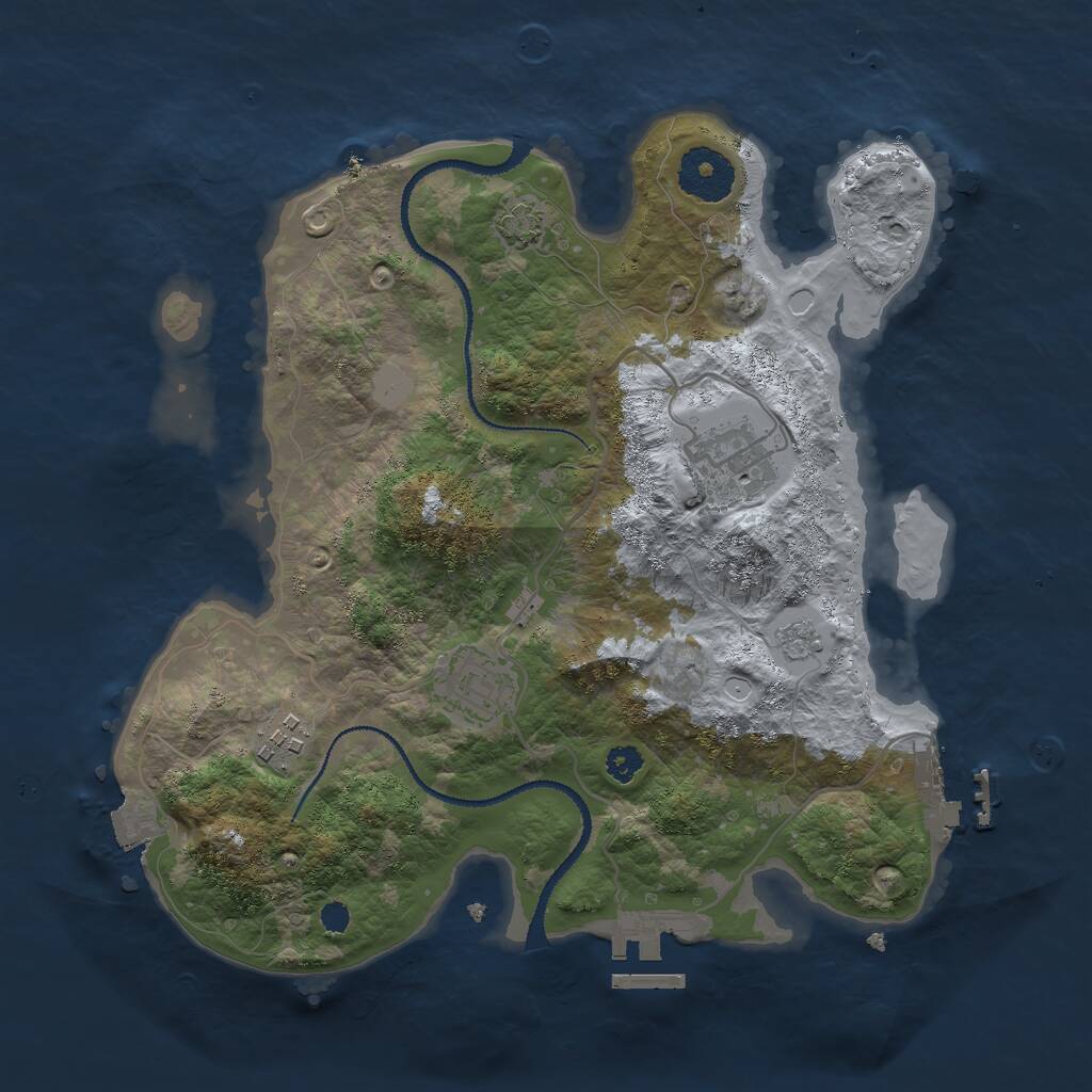 Rust Map: Procedural Map, Size: 3000, Seed: 1827722304, 8 Monuments