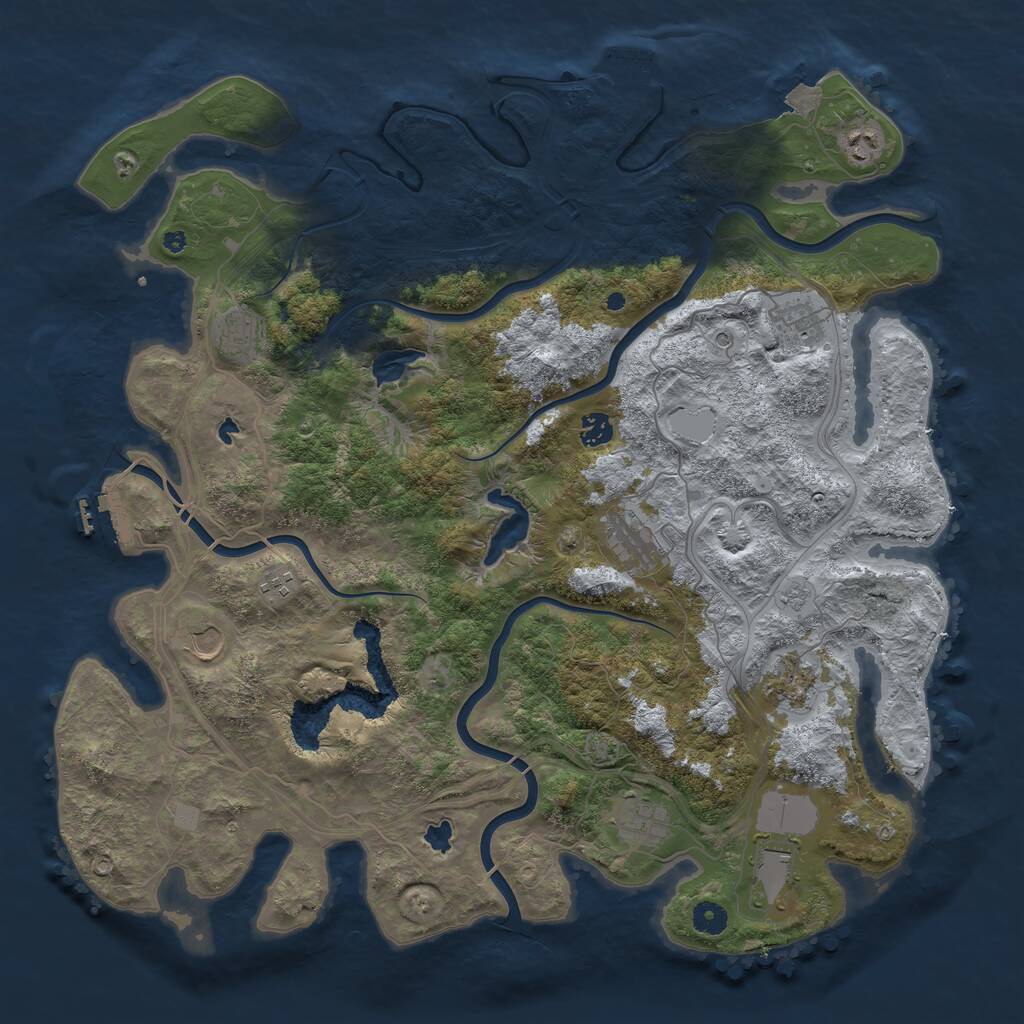 Rust Map: Procedural Map, Size: 4500, Seed: 5022024, 16 Monuments