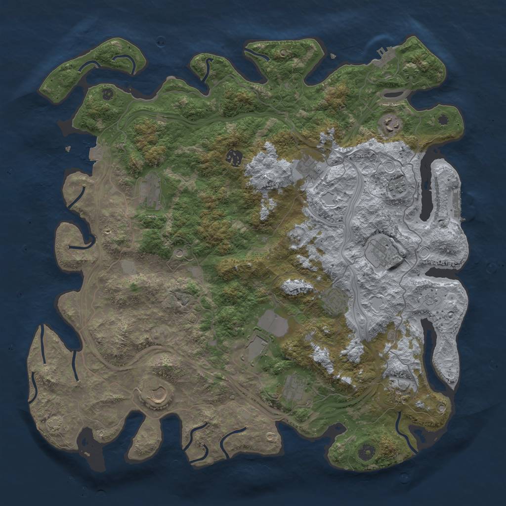 Rust Map: Procedural Map, Size: 4500, Seed: 5022024, 19 Monuments