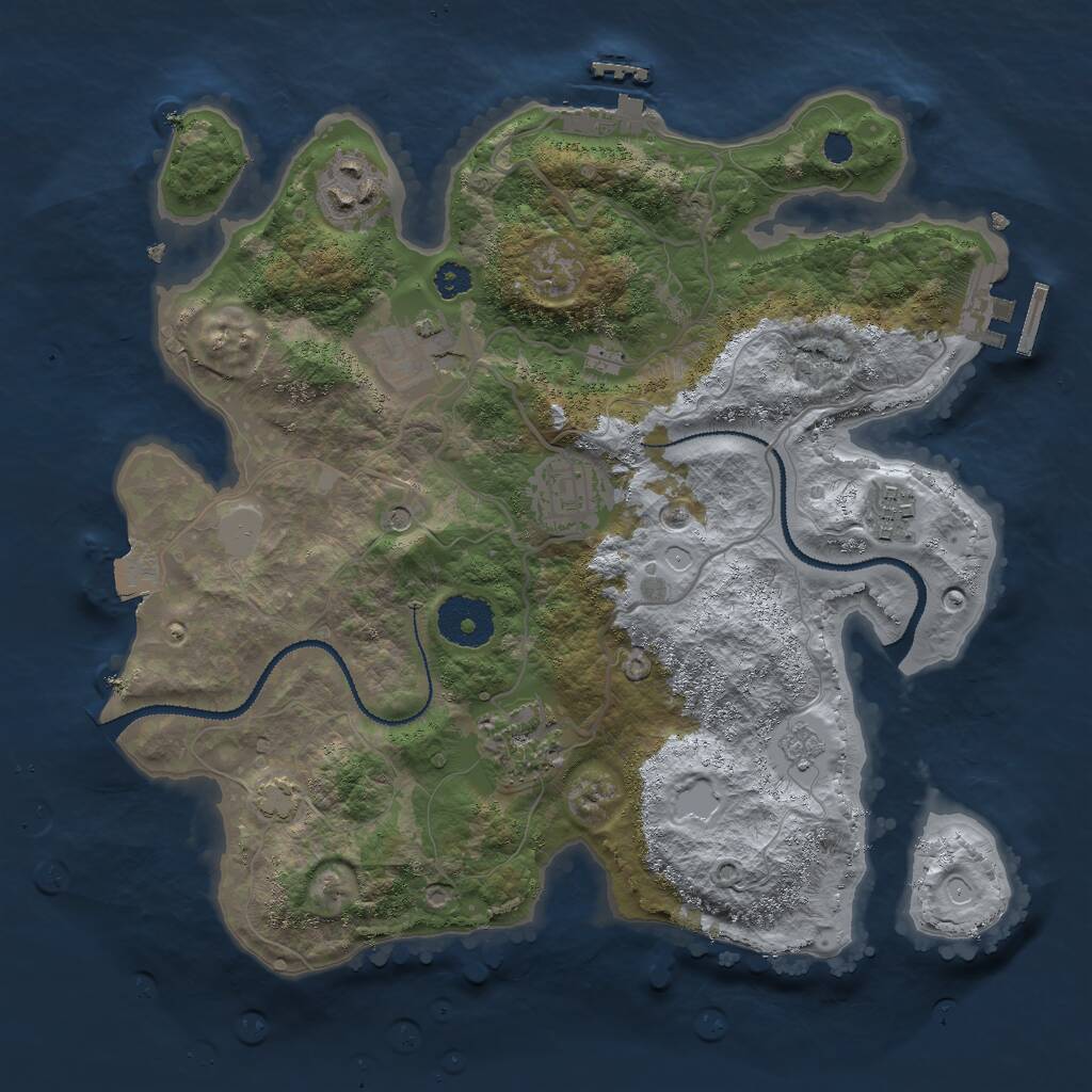 Rust Map: Procedural Map, Size: 3000, Seed: 13557, 11 Monuments