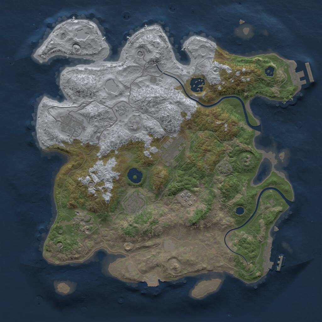 Rust Map: Procedural Map, Size: 3250, Seed: 825626871, 12 Monuments