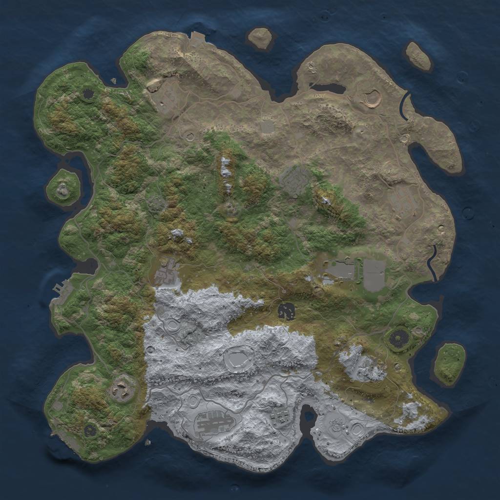 Rust Map: Procedural Map, Size: 4096, Seed: 725881441, 19 Monuments