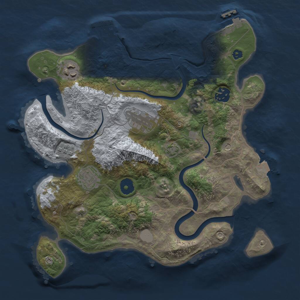 Rust Map: Procedural Map, Size: 3000, Seed: 1214596010, 10 Monuments