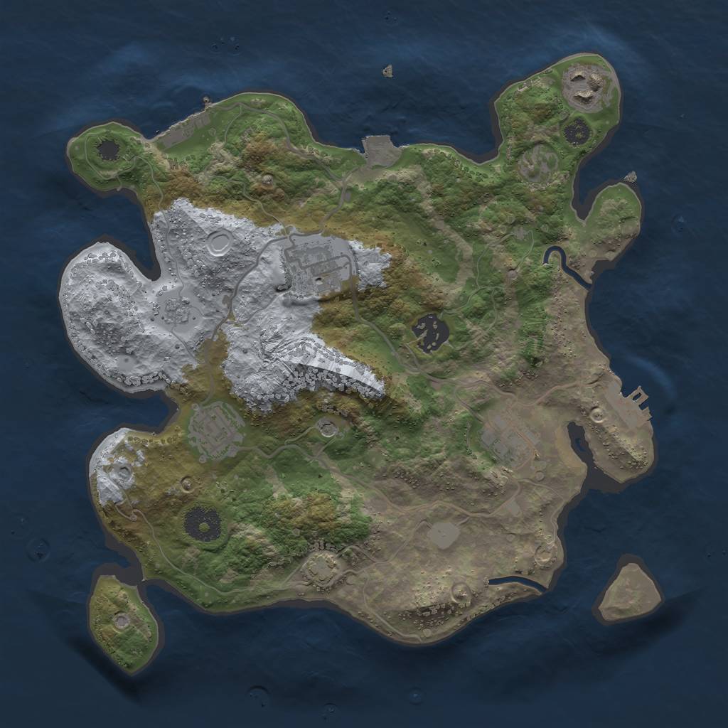Rust Map: Procedural Map, Size: 3000, Seed: 1214596010, 13 Monuments