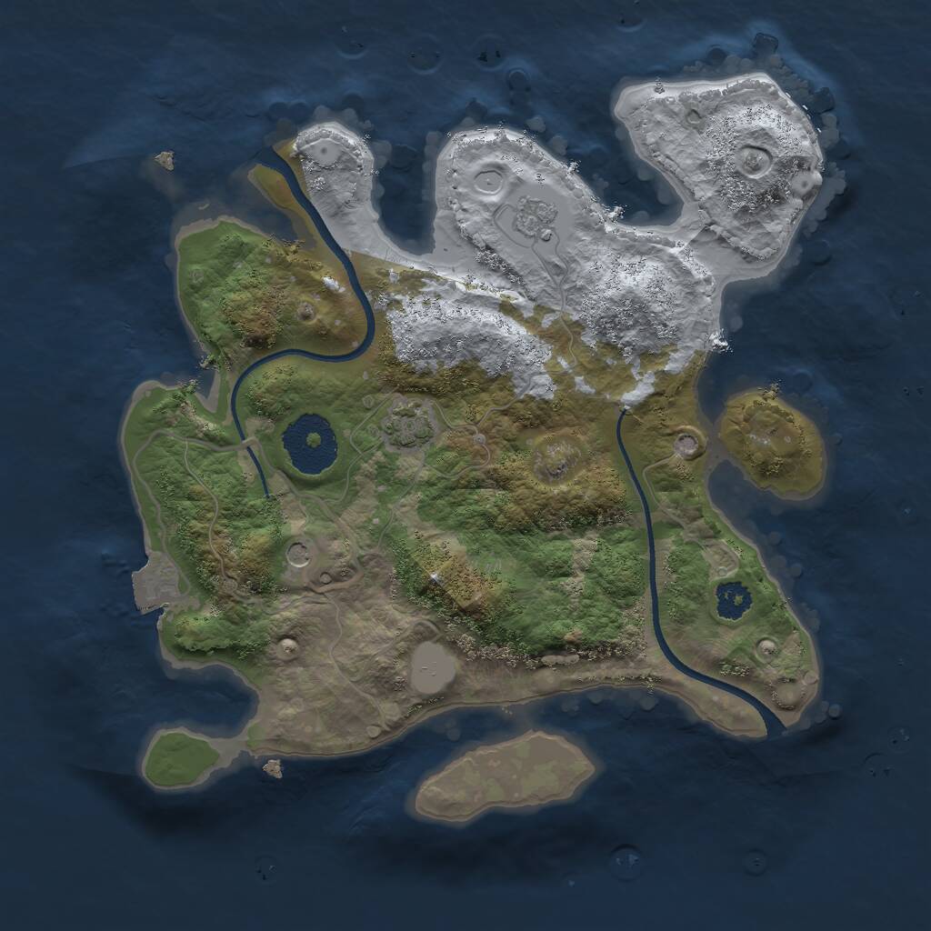 Rust Map: Procedural Map, Size: 2500, Seed: 1505466393, 4 Monuments
