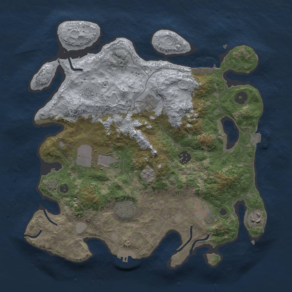 Rust Map: Procedural Map, Size: 3500, Seed: 7623192, 15 Monuments
