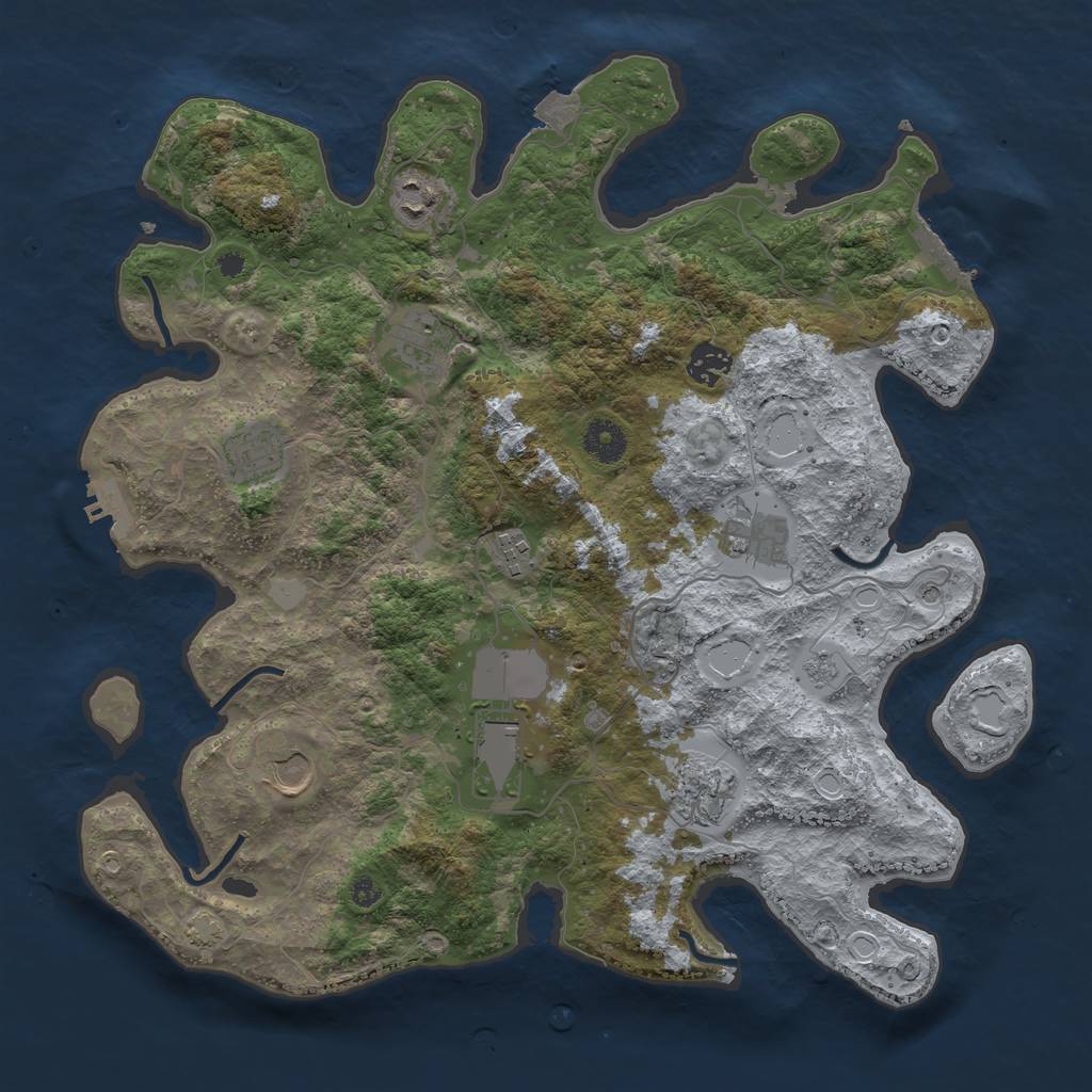 Rust Map: Procedural Map, Size: 3800, Seed: 474377, 17 Monuments